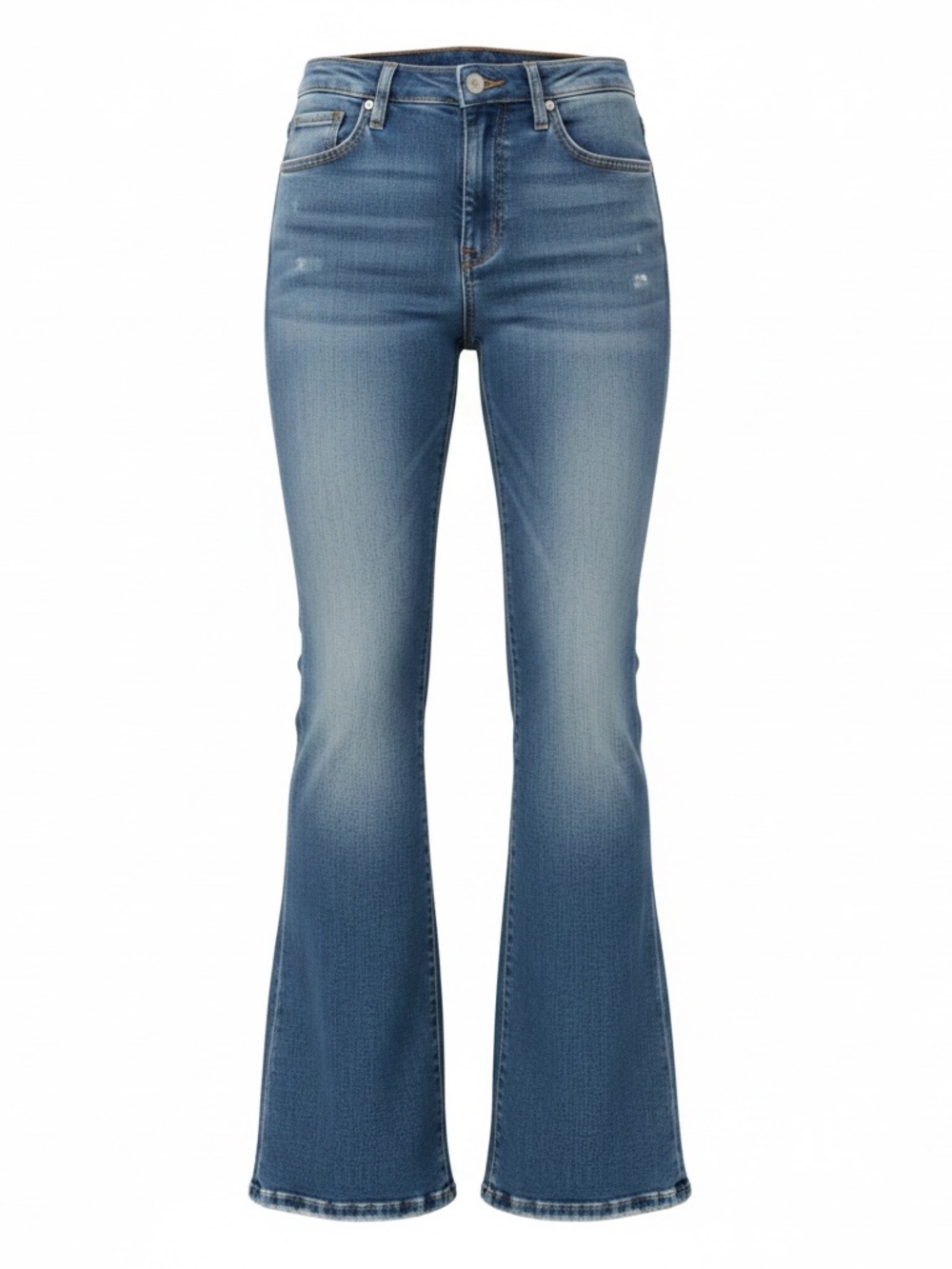 PAIGE Light-Medium Blue High-Rise Bootcut Jeans